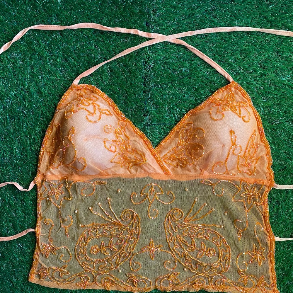 Orange Y2K top